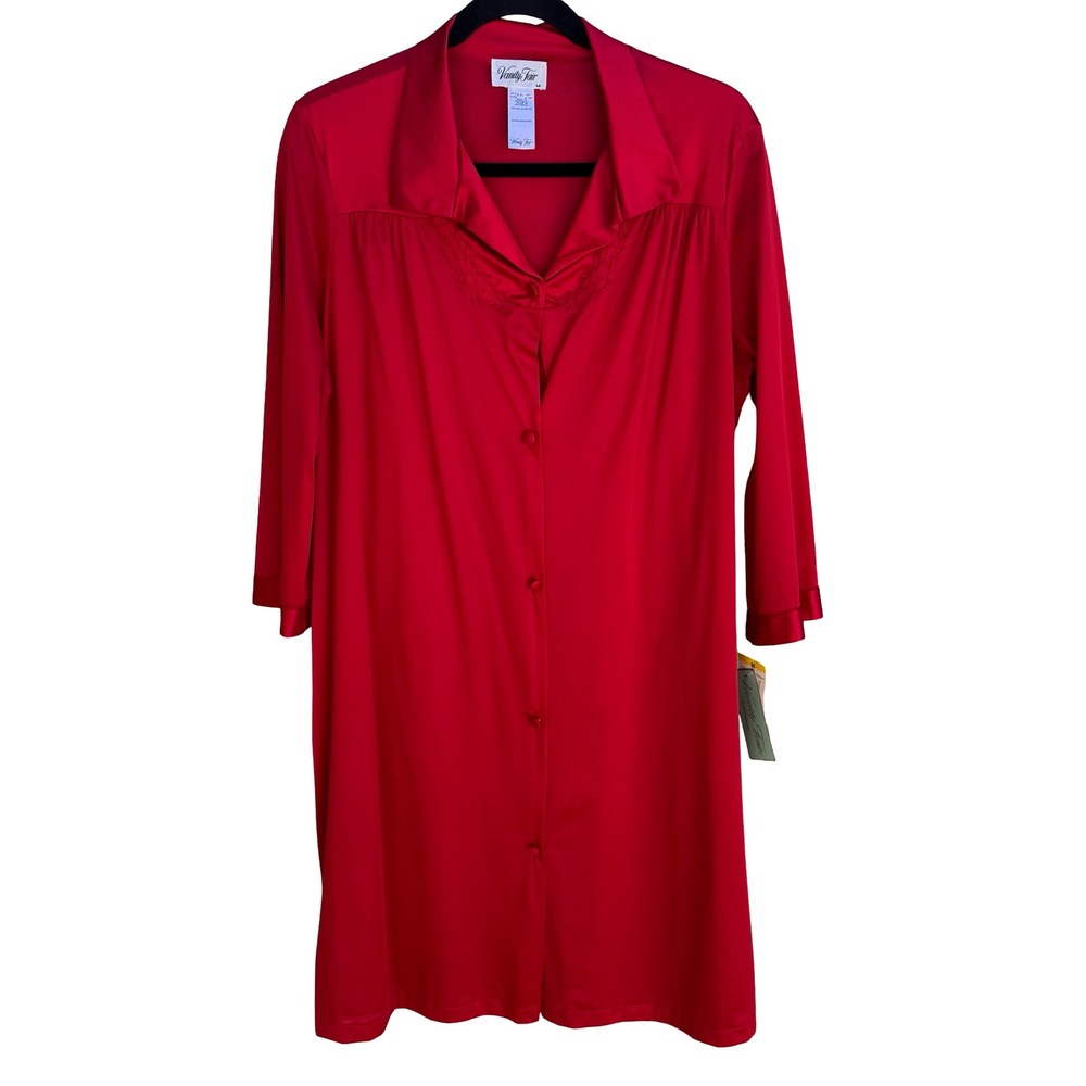 Vanity Fair Vintage Style Loungewear Embroidered Housecoat Sleepwear Robe M NEW